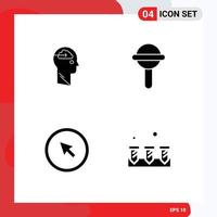 User Interface Pack of 4 Basic Solid Glyphs of cloud click upload rattle mouse Editable Vector Design Elements