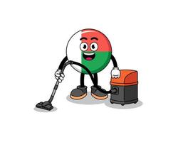 Character mascot of madagascar flag holding vacuum cleaner vector