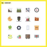 16 Thematic Vector Flat Colors and Editable Symbols of slice food faq timer stopwatch Editable Pack of Creative Vector Design Elements