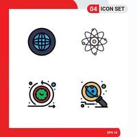 4 User Interface Filledline Flat Color Pack of modern Signs and Symbols of center cycle time help chemistry routine Editable Vector Design Elements