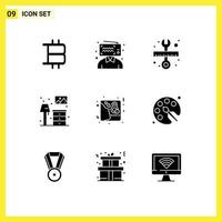 Pictogram Set of 9 Simple Solid Glyphs of female card tool lump living Editable Vector Design Elements