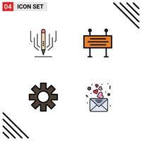 4 iconos creativos signos y símbolos modernos de arte digital cog educación barrera de tráfico día elementos de diseño vectorial editables vector