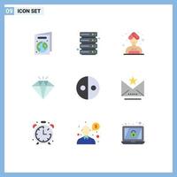 Mobile Interface Flat Color Set of 9 Pictograms of favorite symbols sauna symbolism equality Editable Vector Design Elements