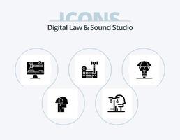 ley digital y estudio de sonido glifo icono paquete 5 diseño de iconos. ley. digital. juicio. derechos de autor. digital vector