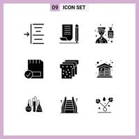 Pack of 9 creative Solid Glyphs of hardware connected avatar computers service Editable Vector Design Elements