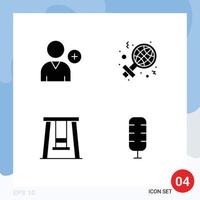 Set of 4 Commercial Solid Glyphs pack for follow swing day sign commentator Editable Vector Design Elements