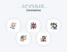 paquete de iconos llenos de línea de coronavirus 5 diseño de iconos. compromiso. medicamento. respirar. vacuna viral gripe vector