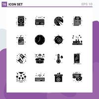 Mobile Interface Solid Glyph Set of 16 Pictograms of jar cash drawing report file Editable Vector Design Elements