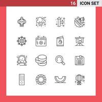 Group of 16 Outlines Signs and Symbols for scince machine pointer learning loudspeaker Editable Vector Design Elements