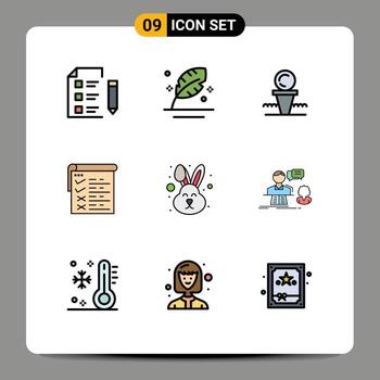 User Interface Pack of 9 Basic Filledline Flat Colors of report checklist quill stand ball Editable Vector Design Elements