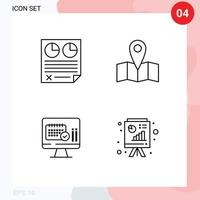 Pictogram Set of 4 Simple Filledline Flat Colors of contract screen paper map calender Editable Vector Design Elements