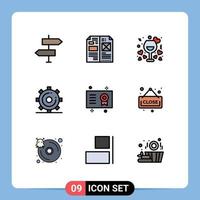 Set of 9 Modern UI Icons Symbols Signs for optimization engine layout wine night Editable Vector Design Elements