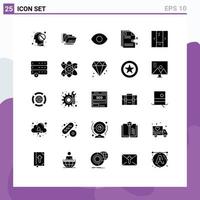 Group of 25 Solid Glyphs Signs and Symbols for furniture closet eye document sharing Editable Vector Design Elements