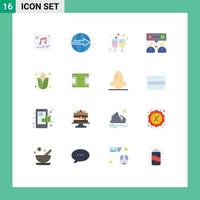 Flat Color Pack of 16 Universal Symbols of team work our logistic corporate marriage Editable Pack of Creative Vector Design Elements