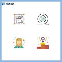 4 Universal Flat Icon Signs Symbols of content academic design development researcher Editable Vector Design Elements