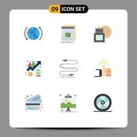 conjunto de 9 iconos modernos de la interfaz de usuario símbolos signos para el programa de crecimiento de marketing gráfico humectante elementos de diseño vectorial editables vector