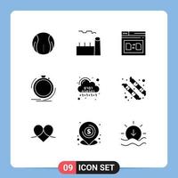 Pictogram Set of 9 Simple Solid Glyphs of process fast steam plant action file Editable Vector Design Elements