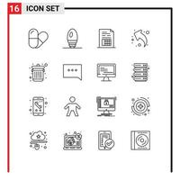 Pictogram Set of 16 Simple Outlines of bubble dustbin file delete up Editable Vector Design Elements