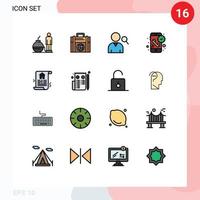 Modern Set of 16 Flat Color Filled Lines and symbols such as estate time employee receiver duration Editable Creative Vector Design Elements