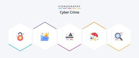 Cyber Crime 25 Flat icon pack including . alert. hacker. cyber crime vector