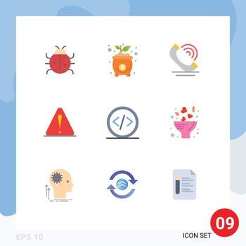 Modern Set of 9 Flat Colors and symbols such as code warning money danger services Editable Vector Design Elements