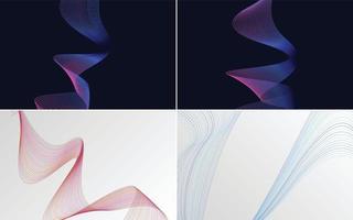 Set of 4 vector backgrounds featuring geometric wave patterns