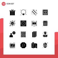 User Interface Pack of 16 Basic Solid Glyphs of marketing server pendant web marketing Editable Vector Design Elements