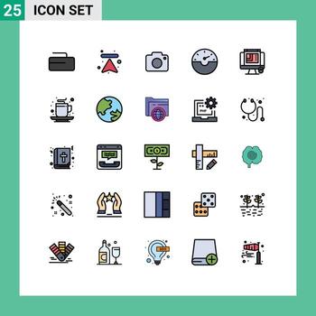 Modern Set of 25 Filled line Flat Colors and symbols such as web layout web designing image css design gauge Editable Vector Design Elements