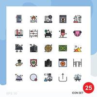 Modern Set of 25 Filled line Flat Colors Pictograph of website award best website pollution development css Editable Vector Design Elements