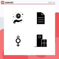 Pictogram Set of 4 Simple Solid Glyphs of faq symbol support user architecture Editable Vector Design Elements