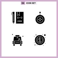 User Interface Pack of 4 Basic Solid Glyphs of code honor development star gps Editable Vector Design Elements