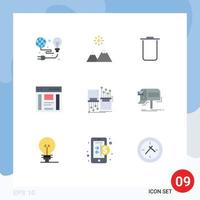 9 User Interface Flat Color Pack of modern Signs and Symbols of digital right peak left communication Editable Vector Design Elements