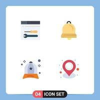 Pictogram Set of 4 Simple Flat Icons of development cap web christmas fashion Editable Vector Design Elements