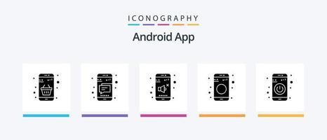 Android App Glyph 5 Icon Pack Including app. share. text. data. control. Creative Icons Design vector