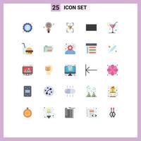 Set of 25 Modern UI Icons Symbols Signs for glass keyboard chemistry hardware database Editable Vector Design Elements