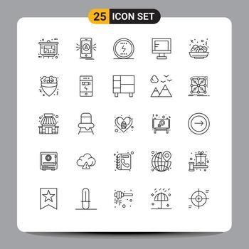 Set of 25 Vector Lines on Grid for school online location computer seo Editable Vector Design Elements