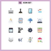 User Interface Pack of 16 Basic Flat Colors of heart avatar rubber boy touchscreen Editable Pack of Creative Vector Design Elements