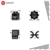 4 Creative Icons Modern Signs and Symbols of bag checklist nature eid tasks Editable Vector Design Elements