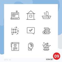 9 Universal Outlines Set for Web and Mobile Applications speech approve sail right arrow Editable Vector Design Elements