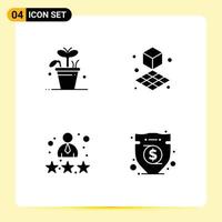 Set of 4 Modern UI Icons Symbols Signs for growth rate spring shape review Editable Vector Design Elements