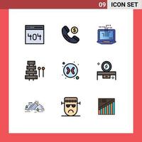 Universal Icon Symbols Group of 9 Modern Filledline Flat Colors of change arrows xylophone network sound instrument Editable Vector Design Elements