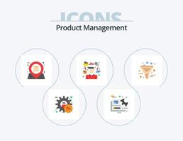 paquete de iconos planos de gestión de productos 5 diseño de iconos. tareas. gerente. configuración. interacción. básico vector