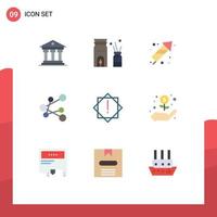 9 Flat Color concept for Websites Mobile and Apps virus share firecracker link mubarak Editable Vector Design Elements