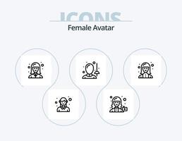 icono de línea de avatar femenino paquete 5 diseño de icono. enfermero. hospital. dama. enfermera servicio vector