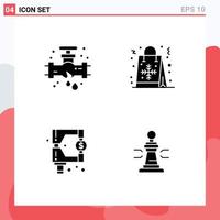 4 Thematic Vector Solid Glyphs and Editable Symbols of leak funds plumbing flake regulation Editable Vector Design Elements