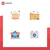 4 Creative Icons Modern Signs and Symbols of coffee friendly document medical home Editable Vector Design Elements