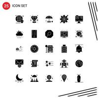 User Interface Pack of 25 Basic Solid Glyphs of education computer evasion money dollar Editable Vector Design Elements