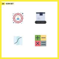 Group of 4 Modern Flat Icons Set for seo navigation delivery shipping calculator Editable Vector Design Elements