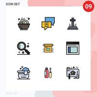 User Interface Pack of 9 Basic Filledline Flat Colors of ui magnifying group magnifier easter Editable Vector Design Elements