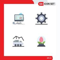 4 User Interface Flat Icon Pack of modern Signs and Symbols of analytics programing laptop design planet Editable Vector Design Elements